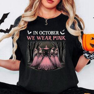 In October We Wear Pink Shirt, Halloween Breast Cancer Awareness Tee, Halloween